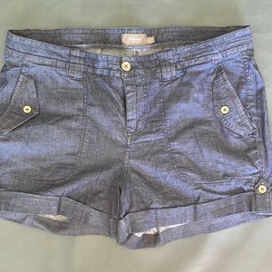 Torrid First At Fit Womens Cargo Shorts Blue Chambray Stretch Cuffed Mid Rise 12
